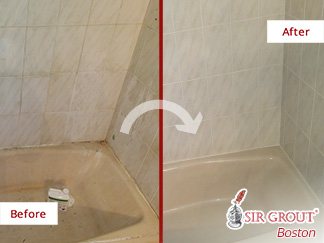 Before and after Picture of a Caulking Service in Boston, MA