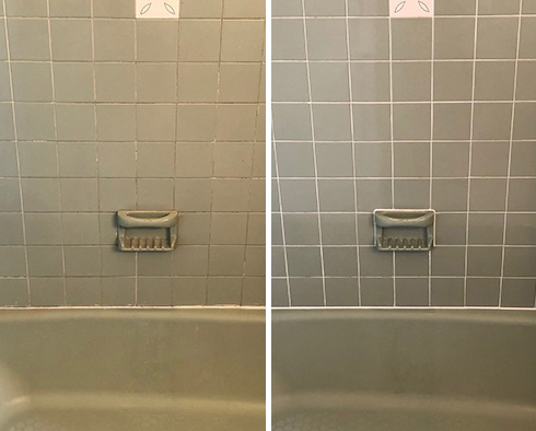 Bathroom Before and After Our Grout Cleaning in Newton Center, MA