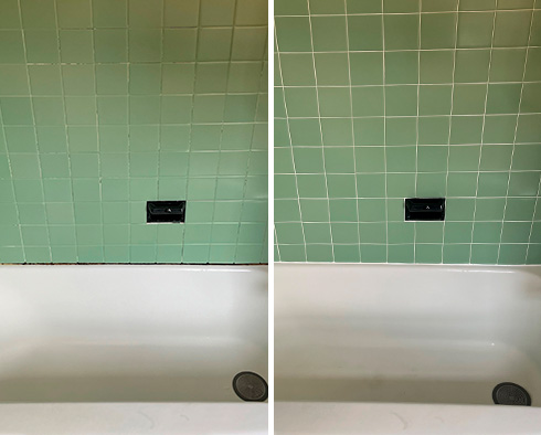 Shower Before and After Our Superb Caulking Services in Natick, MA