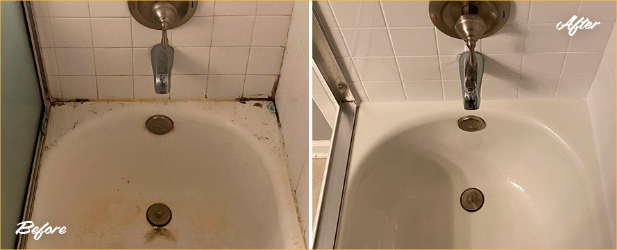 Shower Before and After Our Remarkable Hard Surface Restoration Services