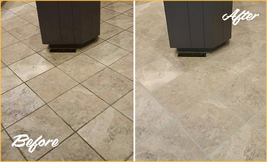 Before and After Picture of a Lynnfield Kitchen Floor Cleaned to Remove Stains