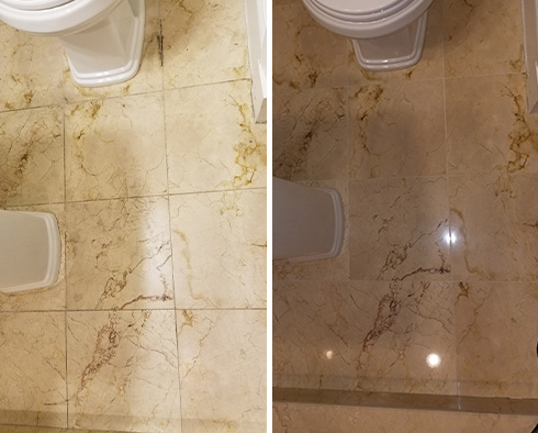 Before and after Picture of a Stone Honing Service in Boston, MA