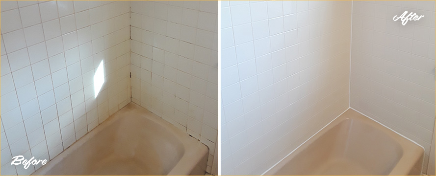 Before and after Picture of an Outstanding Grout Cleaning Service in Watertown, MA