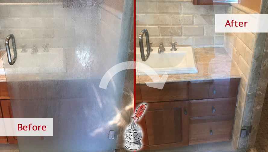 Before and after Picture of This Glass Door after a Cleaning Job in Carlisle, MA