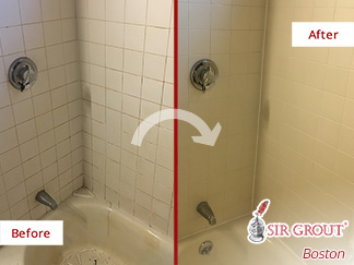 Image of a Shower After a Grout Cleaning in Boston