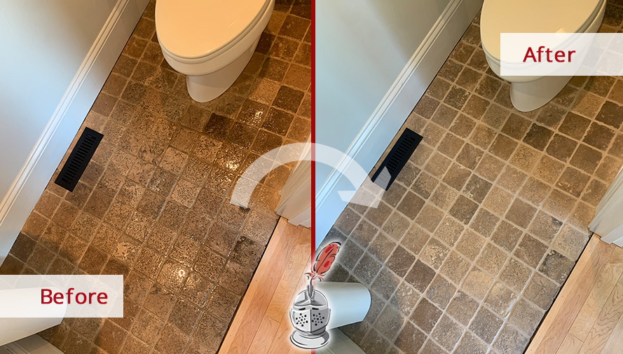 Before and After Bathroom Floor Grout Sealing and Color Seal in Cambridge, MA