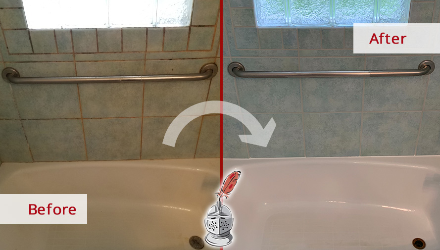 Image of a Shower Before and After an Outstanding Grout Sealing in Sharon, MA