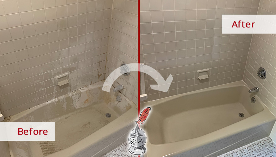 Shower Before and After Our Professional Hard Surface Restoration Services in Milton, MA