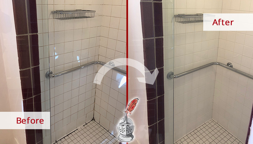Before and After Our Tile Shower Grout Sealing in Needham, MA