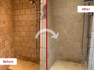 Shower Before and After Grout Sealing in Boston, MA