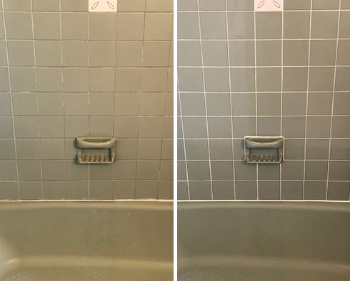 Bathroom Before and After Our Grout Cleaning in Newton Center, MA