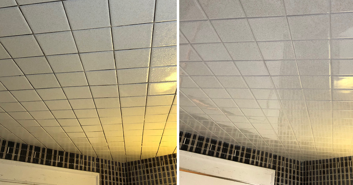 Homeowner Has Her Bathroom Ceiling Sealed and Protected With Our Grout
