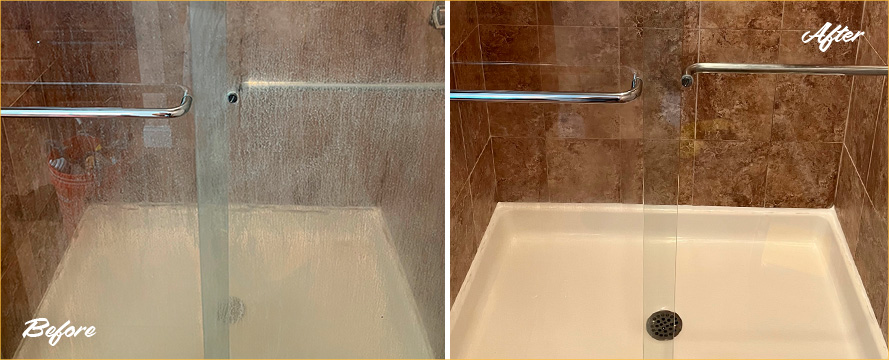 Shower Floor Before and After Our Superb Caulking Services in Shrewsbury, PA