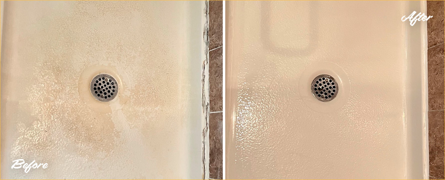 Shower Before and After Our Professional Caulking Services in Shrewsbury, PA