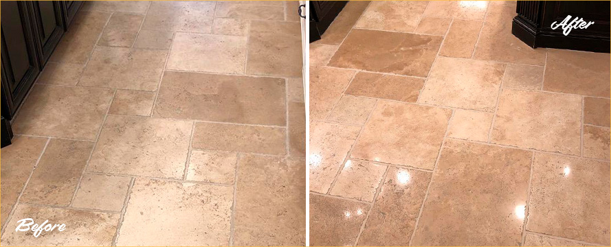Floor Before and After Our Professional Hard Surface Restoration Services in Westwood, MA