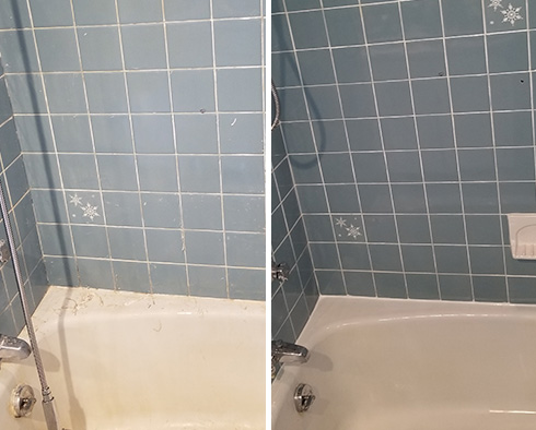 Shower Before and After Our Caulking Services in Peabody, MA