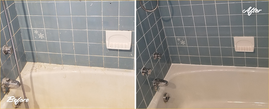 Shower Before and After Our Professional Caulking Services in Peabody, MA