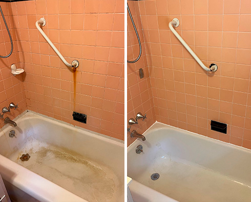 Tile Shower Before and After Our Caulking Services in Newton Center