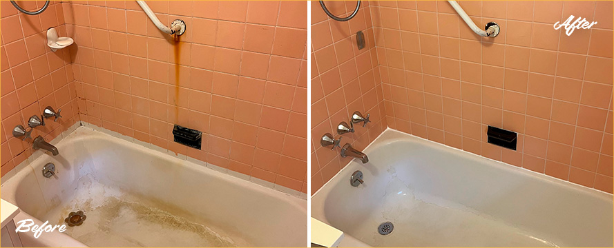 Tile Shower Before and After Our Caulking Services in Newton Center