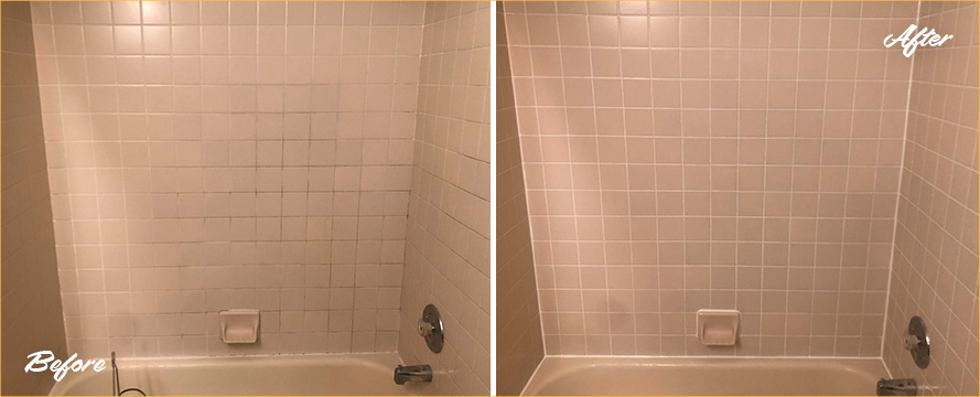 Shower Before and After a Superb Grout Cleaning in Boston, MA