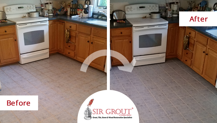 Grout Recoloring Spruces Up an Arlington Customer's Tiled Kitchen Floor