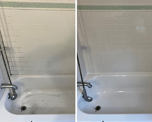 Shower Before and After a Grout Cleaning in Lexington