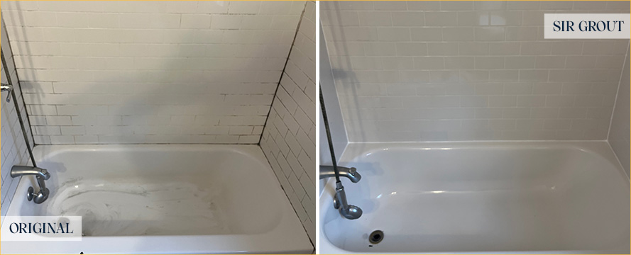 Shower Before and After a Grout Cleaning in Lexington