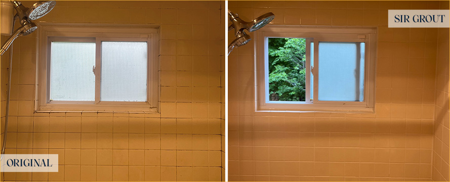 Shower Before and After an Excellent Grout Cleaning in Arlington, MA