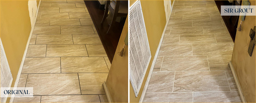Tile Floor Before and After Our Lexington Grout Cleaning Service