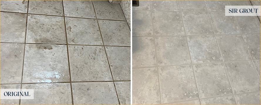 Floor Before and After Our Bedford Grout Cleaning Service