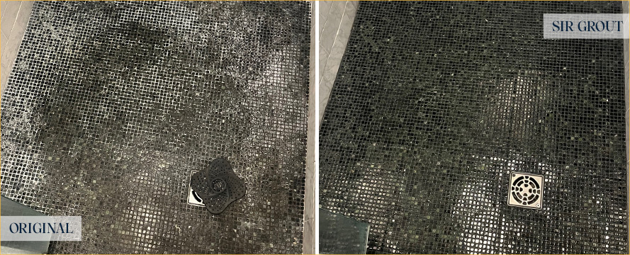 Shower Before and After Our Chestnut Hill Tile and Grout Cleaners Work