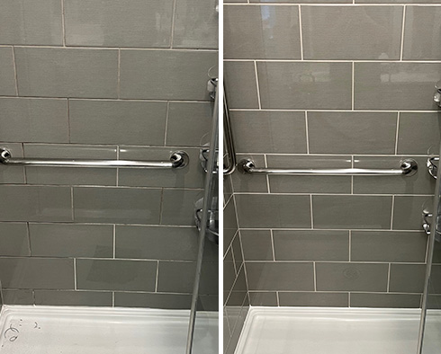 Shower Before and After Our Brighton Grout Cleaning Services