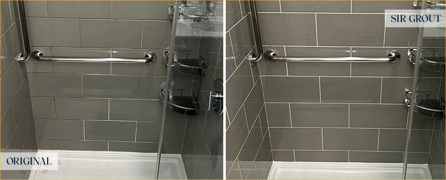 Shower Before and After Our Brighton Grout Cleaning Services