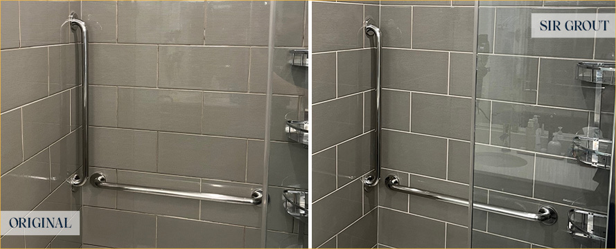 Shower Walls Before and After Our Brighton Grout Cleaning Services