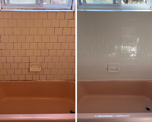 Shower Before and After Our Sudbury Grout Cleaning Services