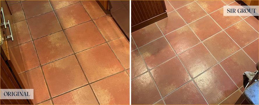 Floor Before and After an Excellent Grout Recoloring in Groton, MA