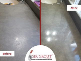 Before and After Picture of a Honing and Polishing Service on a Limestone Countertop