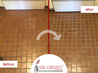 Before and After Pictures of a Grout Cleaning and Color Sealing Service in Arlington, MA