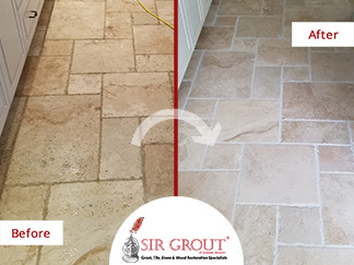 Before and After Picture of a Stone Sealing Service in Newton Center, MA