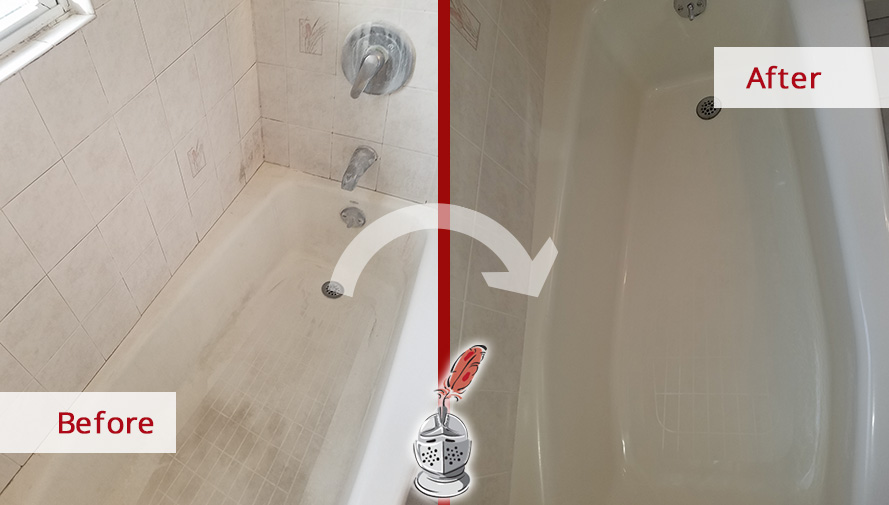 Before and After Picture of a Shower Caulking in Walpole, MA