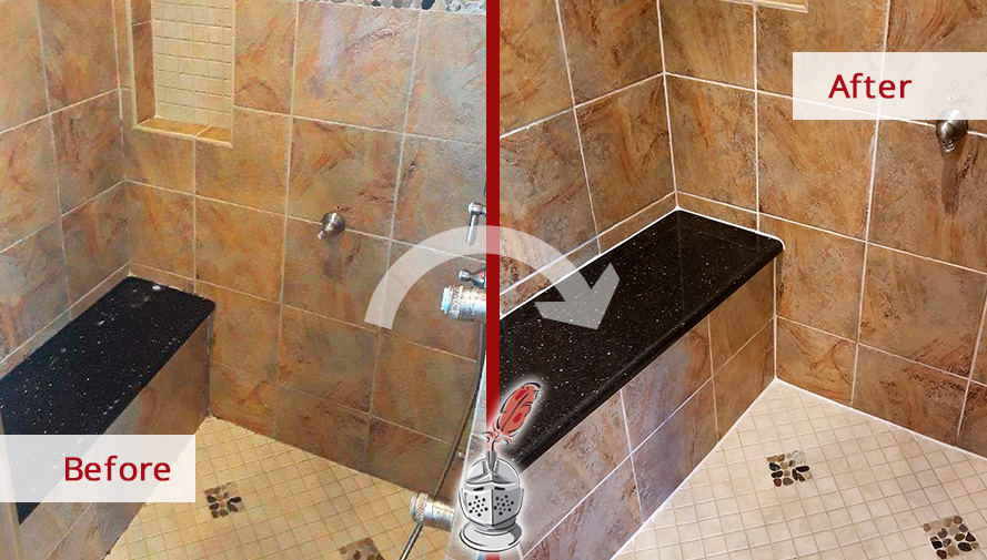 Before and After Picture of a Bathroom Stone Sealing Job in Braintree, Massachusetts