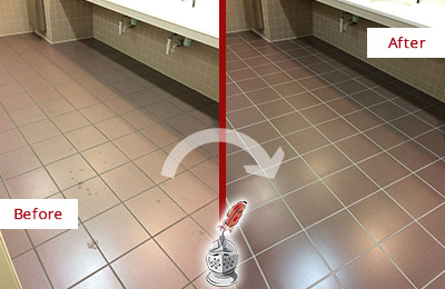 Sir Grout Seals this Sherborn Restroom to Help Protect Against Scratches Before and After Picture of a Sherborn Restroom Sealed to Help Protect Against Scratches