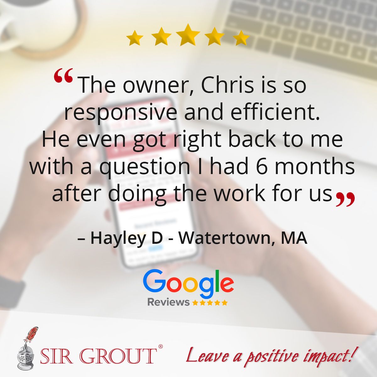 The owner, Chris is so responsive and efficient. He even got right back to me with a question I had 6 months after doing the work for us