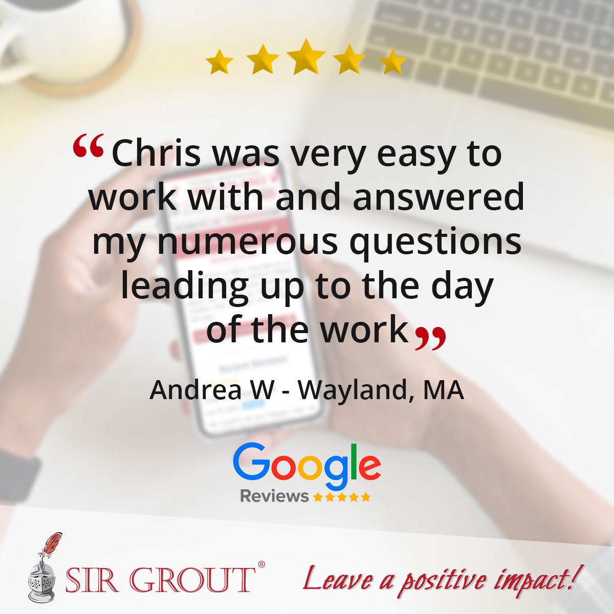 Chris was very easy to work with and answered my numerous questions leading up to the day of the work